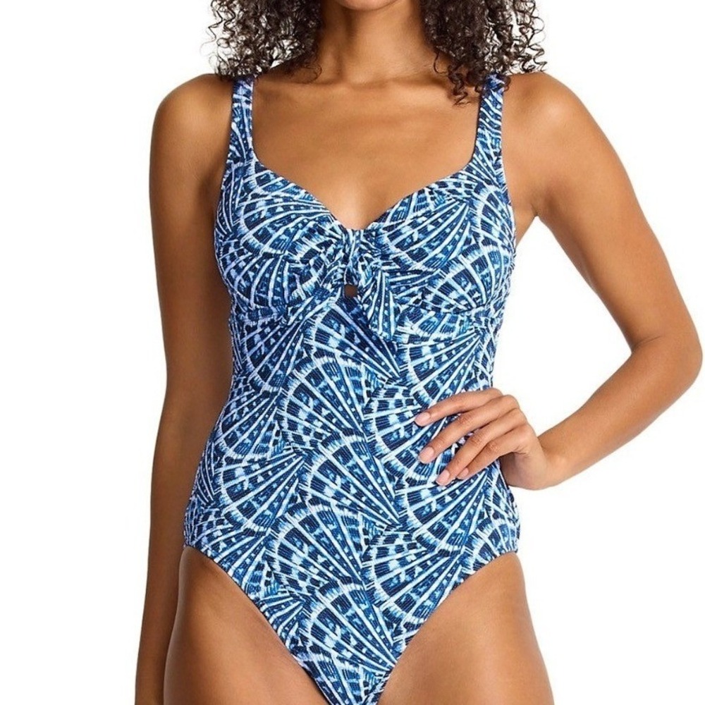 Tommy Bahama Island Cays Shell Cove Tie One Piece Swimsuit Indigo Tide 8